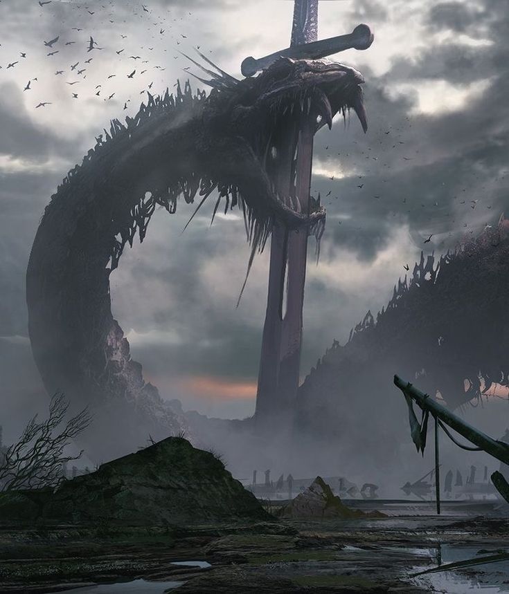 Serpent géant dans un monde de fantasy